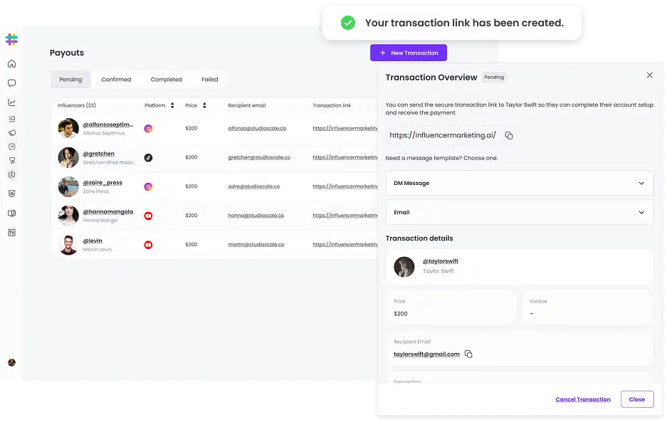 Influencer ödeme paneli